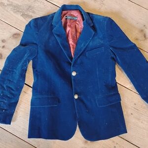 Boy's Blue Velvet Blazer